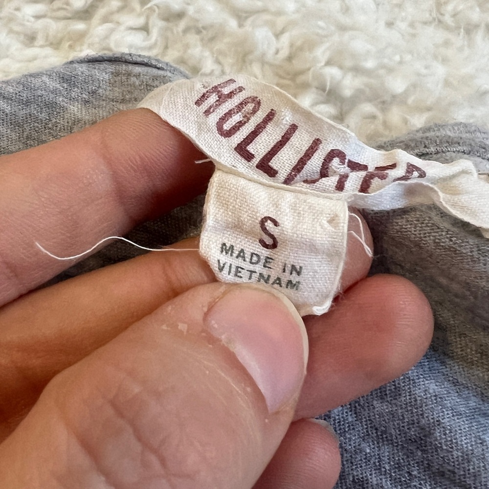 Vintage y2k 2000s Hollister Babydoll top pointelle buttons grey and white - Picture 4 of 6